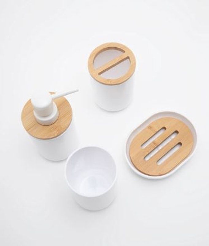 Toothbrush Holder Soap Dispenser Set White