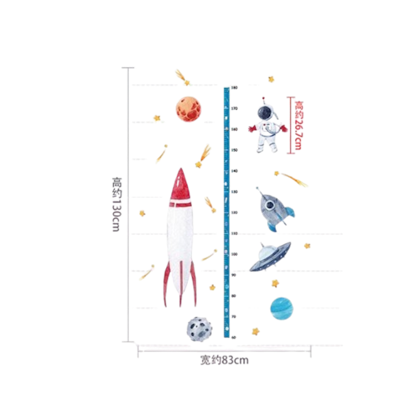 Stiker Dinding Tinggi Badan Space Rocket