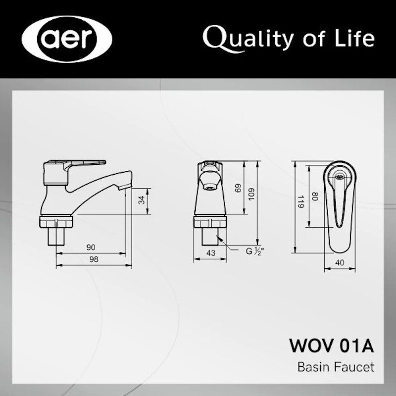 AER Brass Washbasin Faucet
