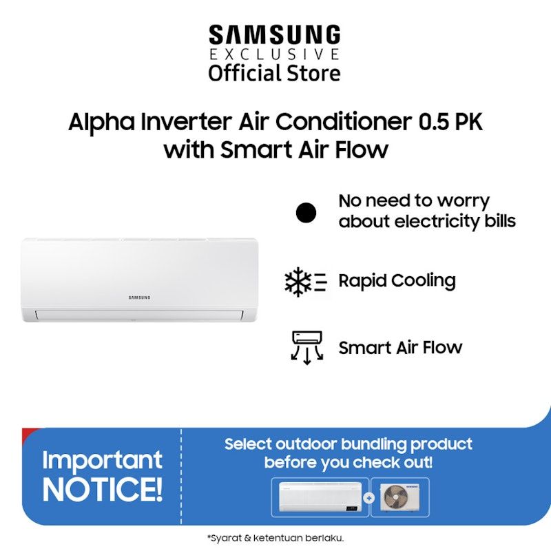 Samsung | Alpha Inverter Air Conditioner 0.5 PK with Smart Air Flow