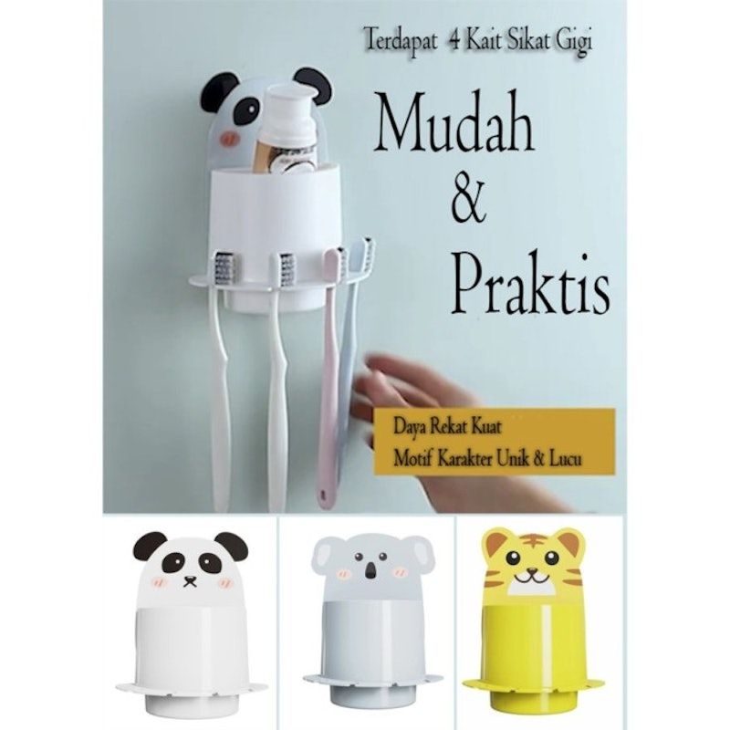 Tempat Sikat Gigi 4 Kait New Model Animal