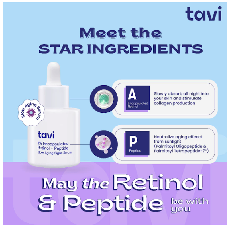 TAVI 1% Encapsulated Retinol + Peptide Slow Aging Signs Anti-aging Serum