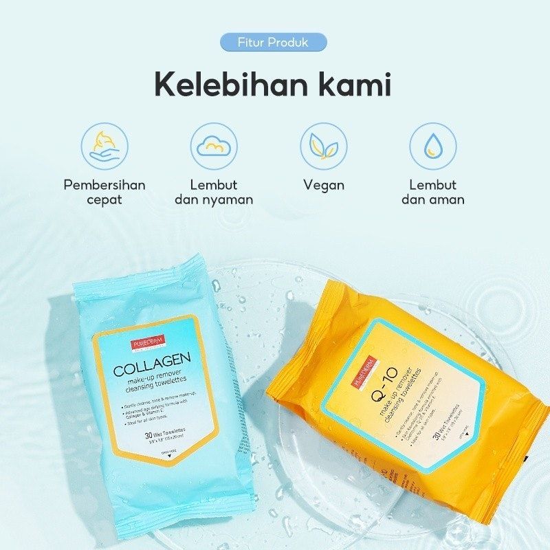 Purederm Collagen Make-up Remover Cleansing Towelettes