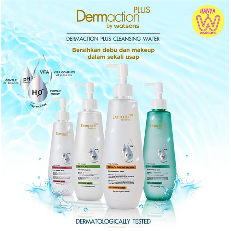 Dermaction Plus By Watsons Vita-Micellar Hya C+ Bright & Glow Cleansing Water