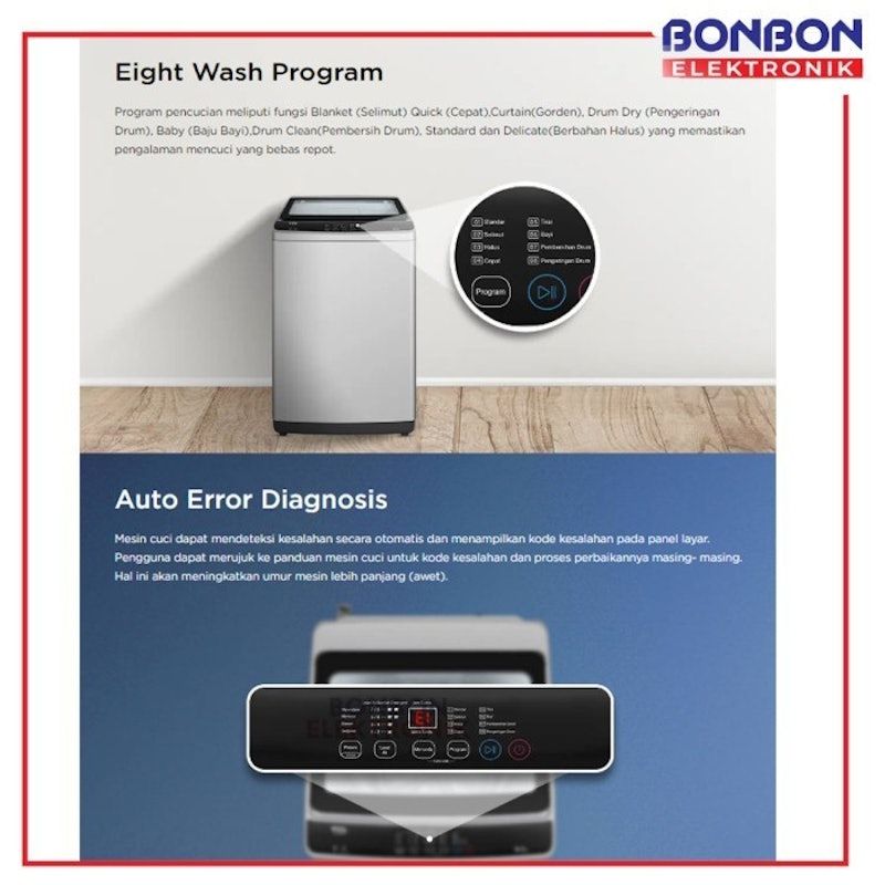 TCL Mesin Cuci Top Loading 9 kg