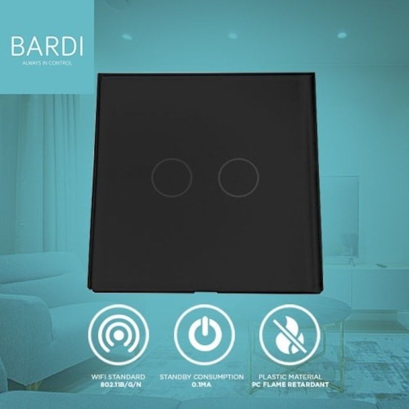 BARDI | Wall Switch EU 2 Gang Hitam