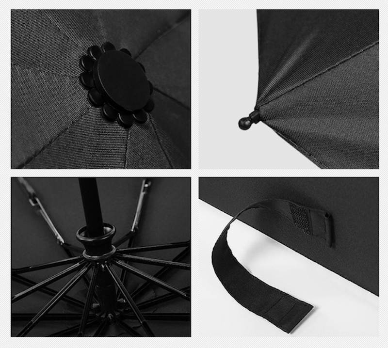 Perfin Payung Lipat Lapisan Hitam 96 cm