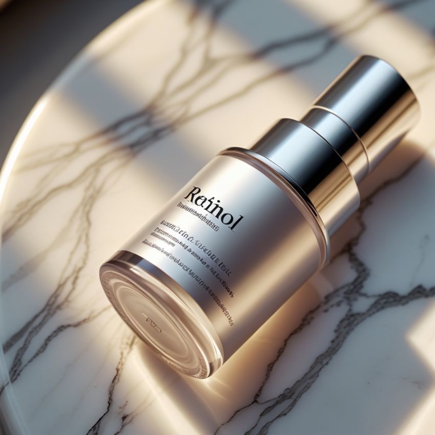Close-up produk skincare retinol