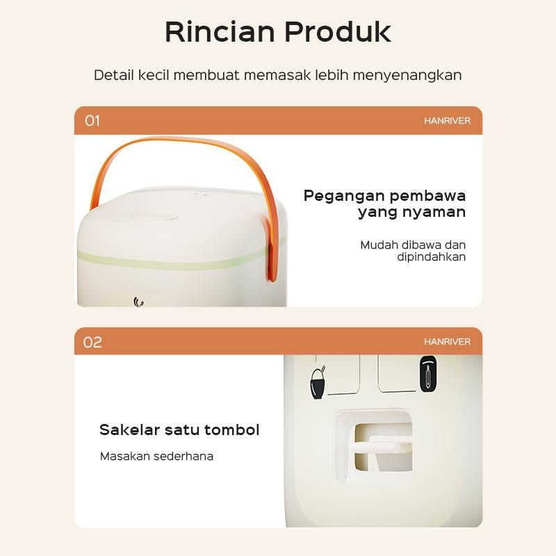 HAN RIVER Rice Cooker Mini 0.8 L