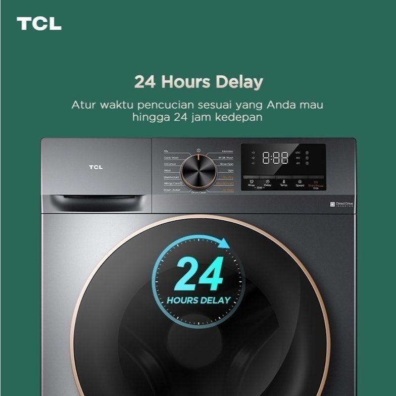 TCL Ecorora Mesin Cuci Front Loading Washer Dryer 10.5 kg