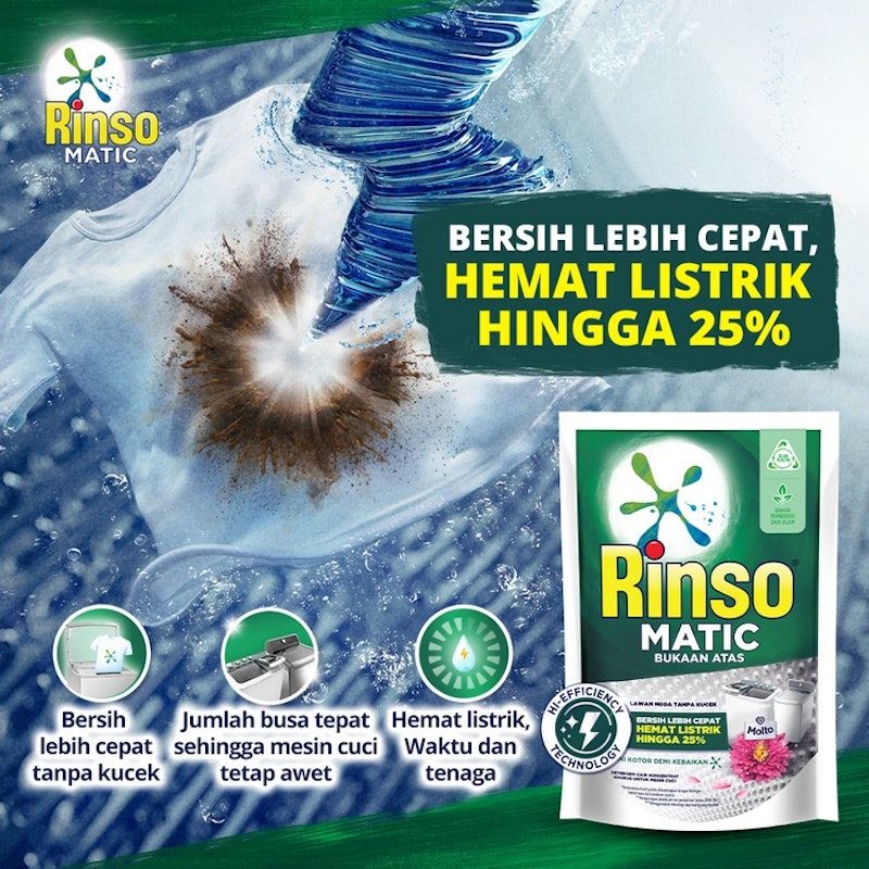 Rinso Matic Deterjen Cair Mesin Cuci Bukaan Atas