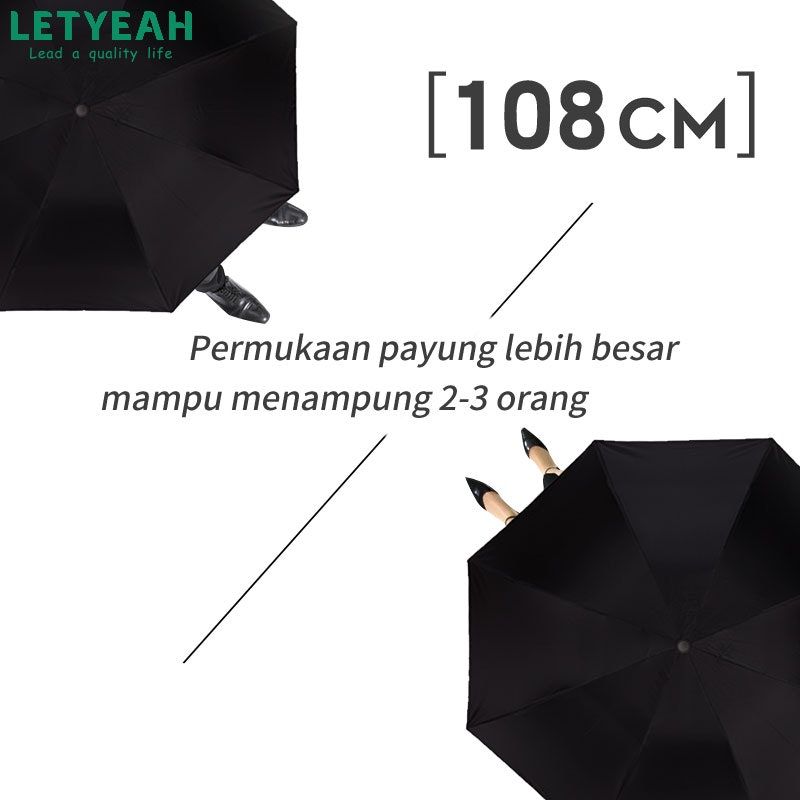 LetYeah 10 Tulang Payung Lipat Hitam
