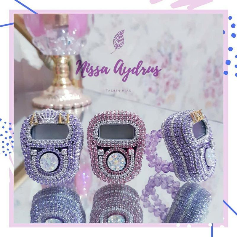 Tasbih Digital Cantik Premium Swarovski LED Custom Nama