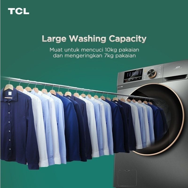 TCL Ecorora Mesin Cuci Front Loading Washer Dryer 10.5 kg
