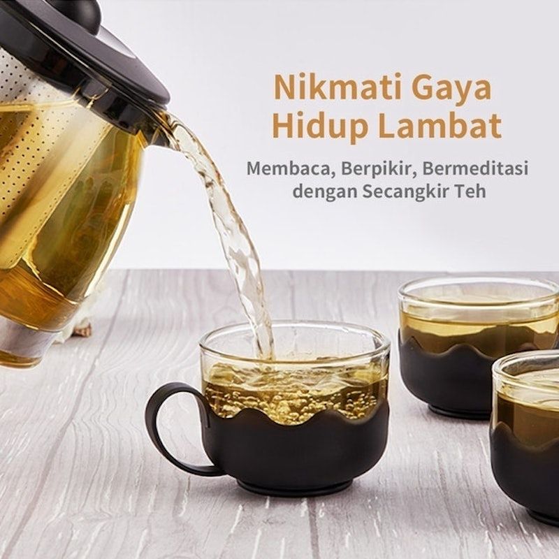 Set Teko Teh Kaca dan Gelas