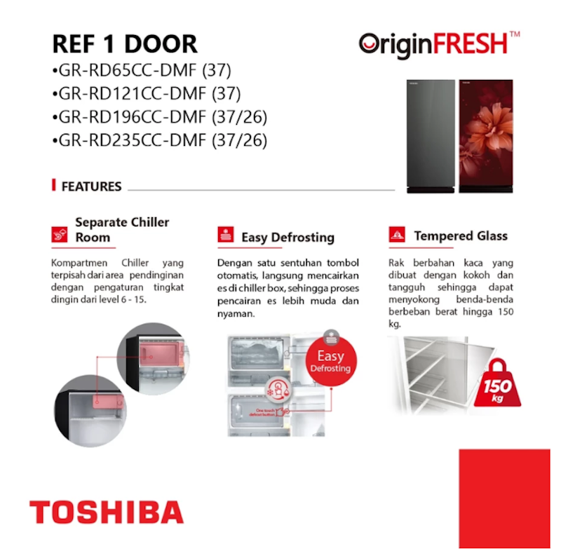 Toshiba One Door Refrigerator