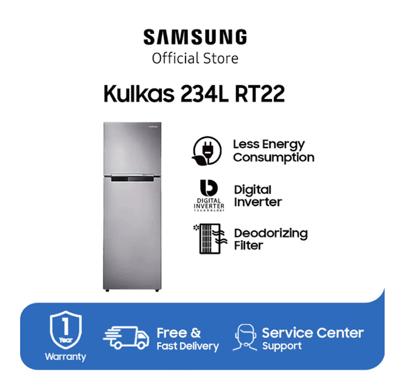 Samsung | Kulkas 2 Pintu RT22 dengan dengan All-around Cooling 236L