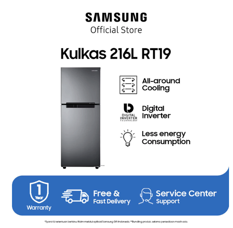 Samsung | 216L Refrigerator TMF Digital Inverter Technology Gray Silver