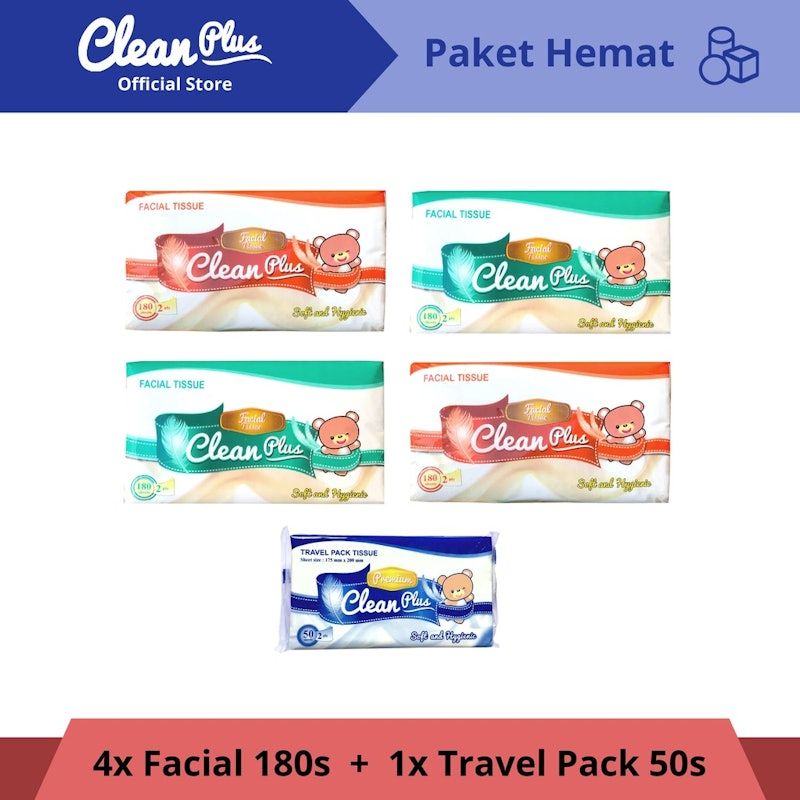 Clean Plus Softpack Tissue Beruang 180s