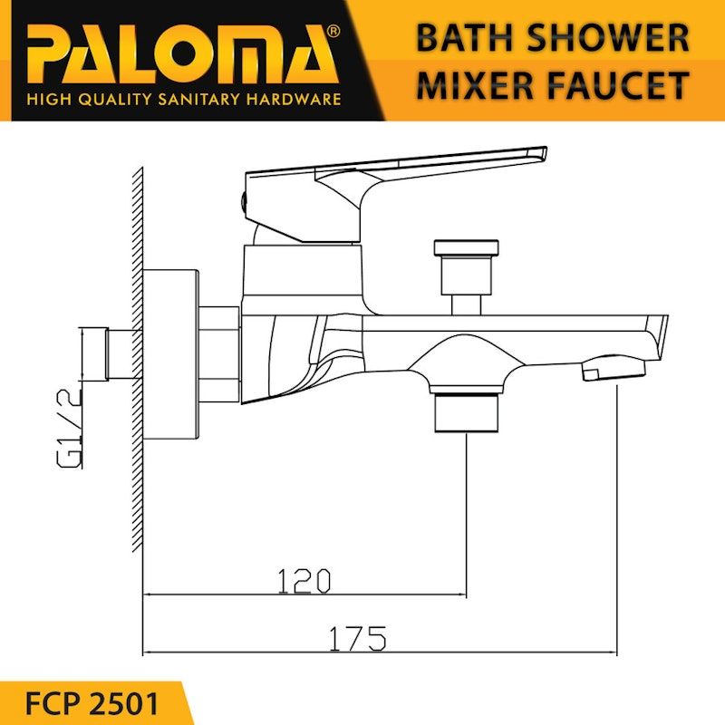 Paloma Single Lever Bath/Shower Mixer Berlin