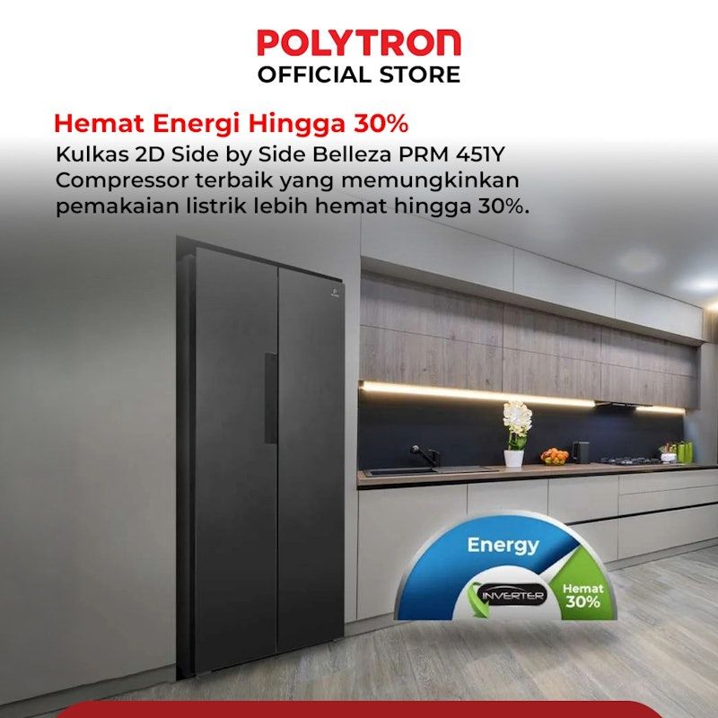 POLYTRON Kulkas 2 Pintu Side By Side