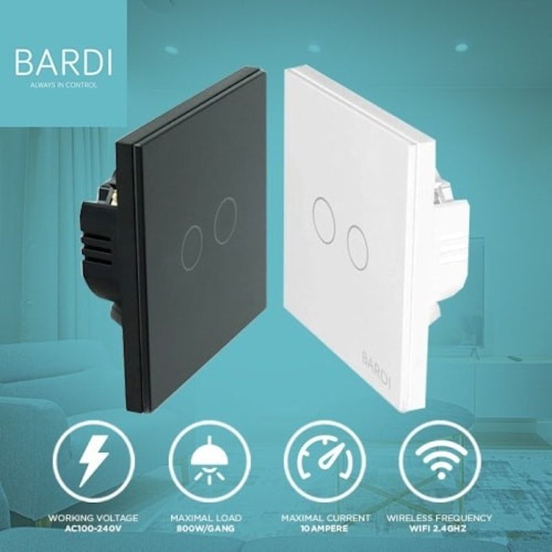 BARDI | Wall Switch EU 2 Gang Hitam