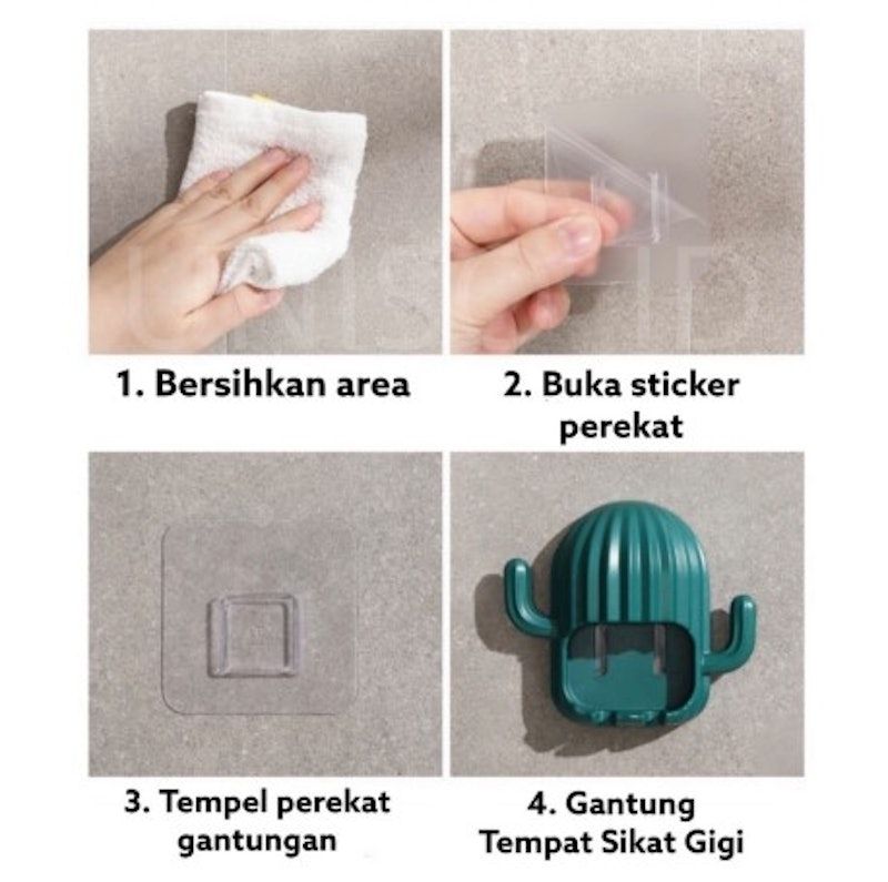 Gantungan Tempel Tempat Sikat Gigi Model Kaktus