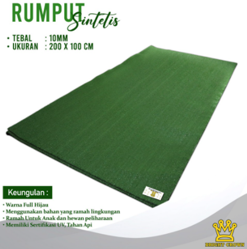 Rumput Sintesis Full Hijau Ketebalan 10 mm