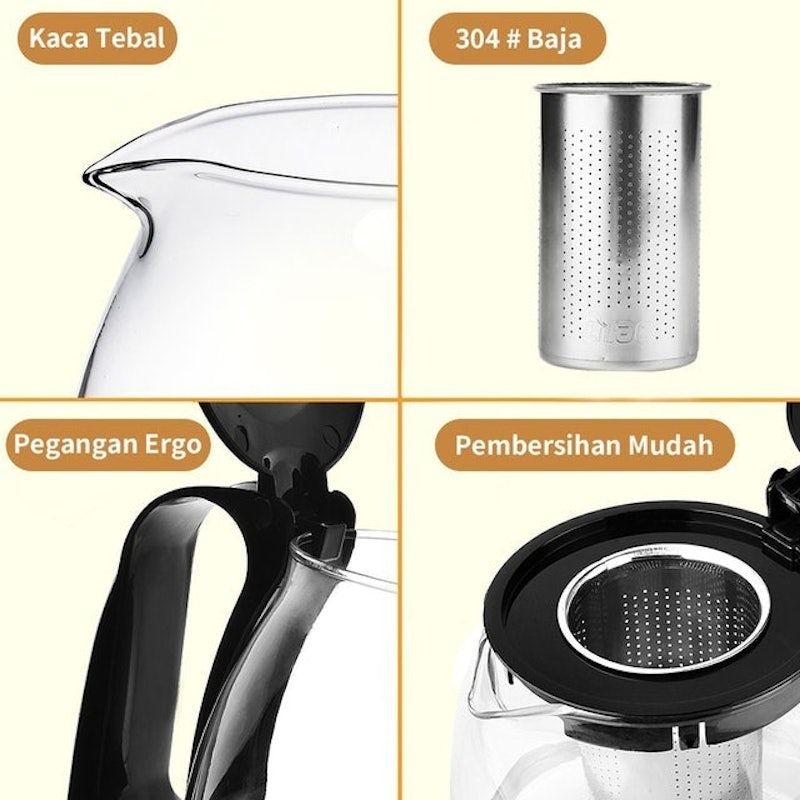 Set Teko Teh Kaca dan Gelas