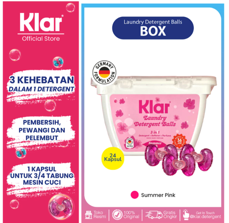 Klar Laundry Detergent Balls 3 in 1 Wisteria Blue
