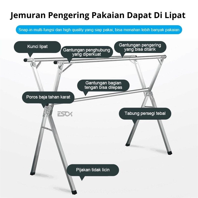 Jemuran Baju Lipat Stainless Steel