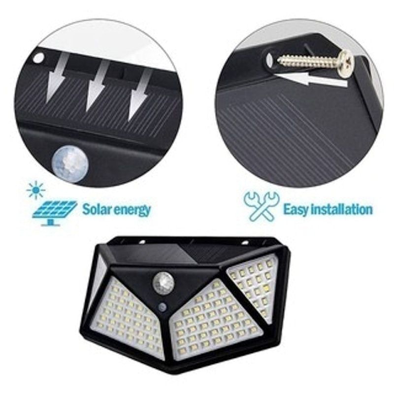 100 LED Lampu Dinding Outdoor Motion Detector Solar Cell
