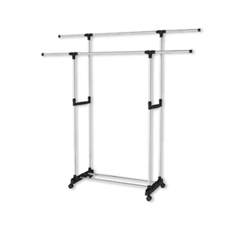 Stand Hanger Double Sisi Satu Rak Dengan 4 Roda Asli Portable