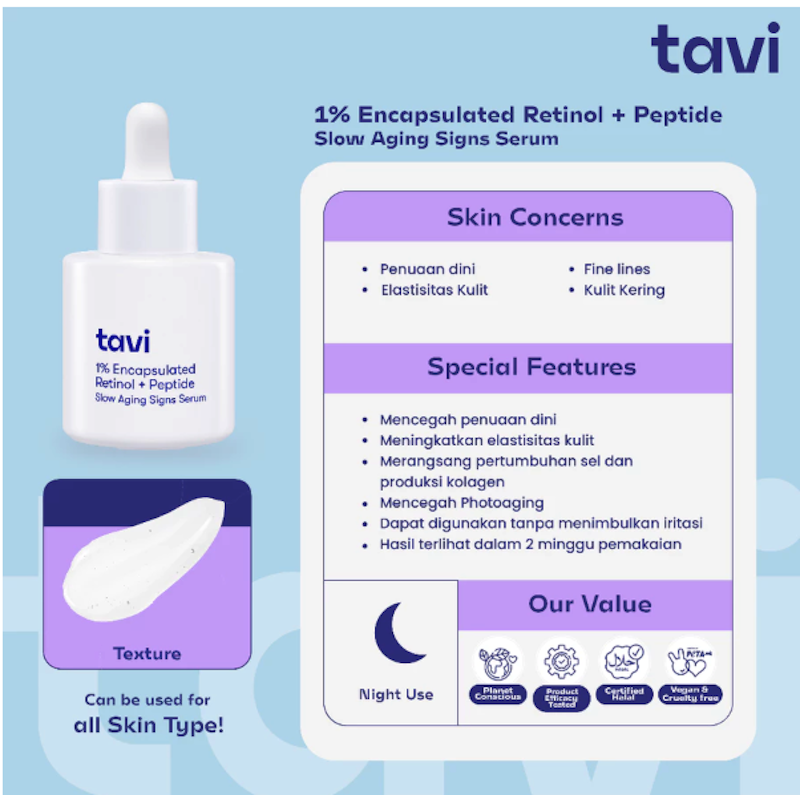 TAVI 1% Encapsulated Retinol + Peptide Slow Aging Signs Anti-aging Serum