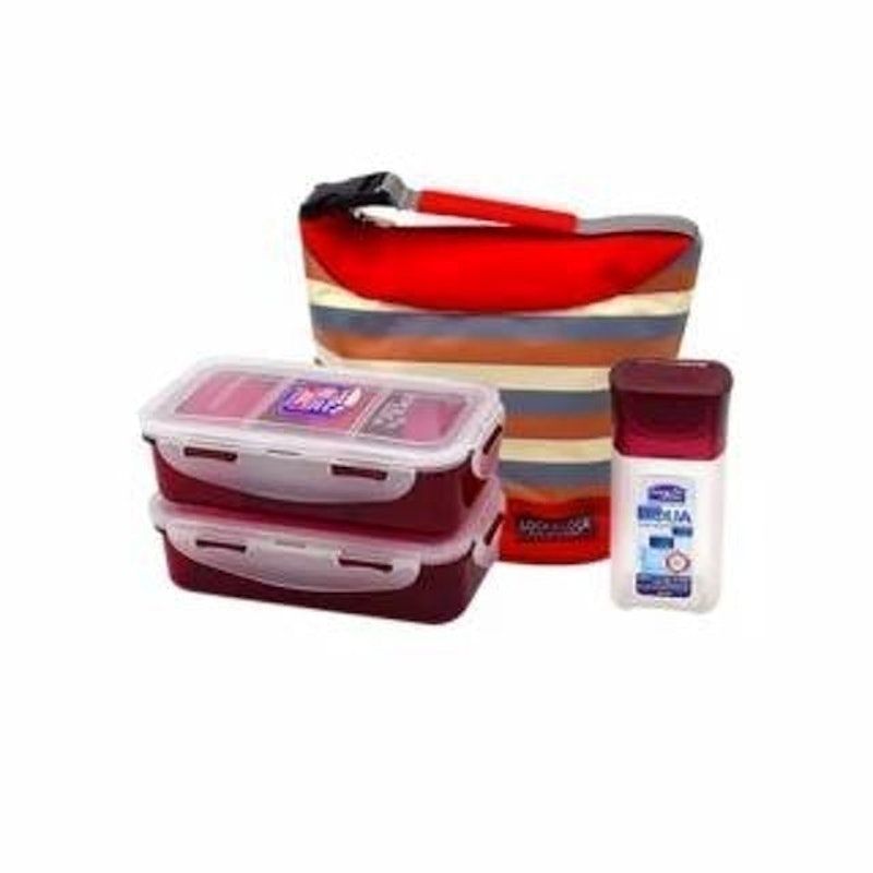 Lunch Box 3P with Stripe Pattern Bag