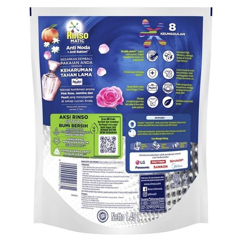 Rinso Matic Bukaan Depan Detergen Cair 1,45 liter