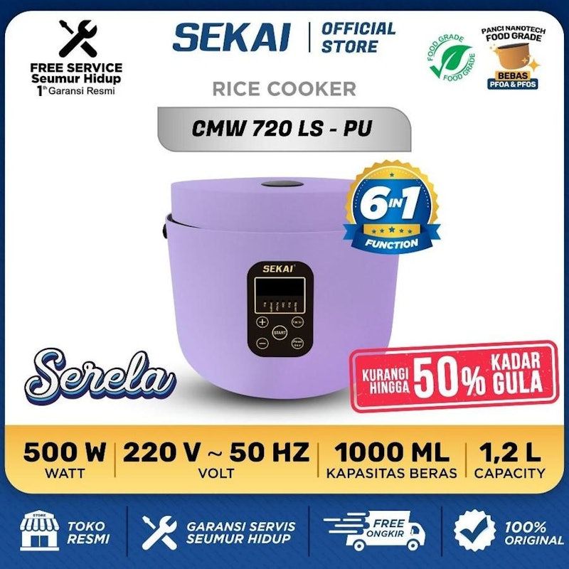 SEKAI Rice Cooker Digital Low Carbo 1.2L