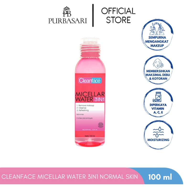 Purbasari | Cleanface Micellar Water 3in1 For Normal Skin