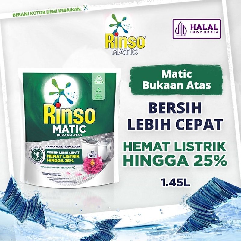 Rinso Matic Deterjen Cair Mesin Cuci Bukaan Atas
