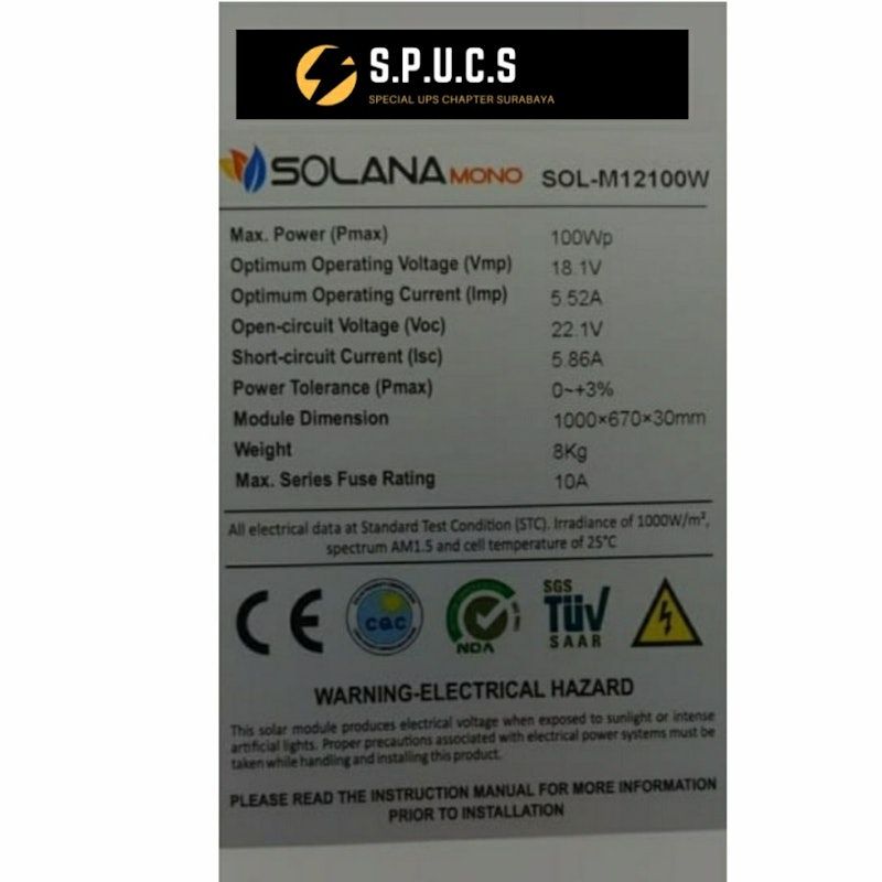 SOLANA Monocrystallin Solar Panel
