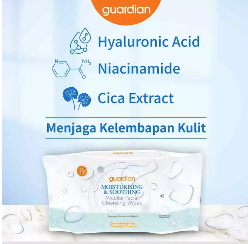 Guardian Moisturising & Soothing Micellar Facial Cleansing Wipes