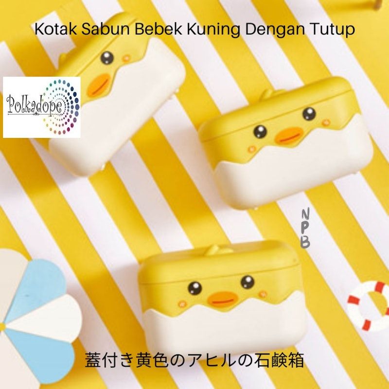 Tempat Sabun Kotak Sabun Batang Motif Bebek Penutup Anti Tumpah