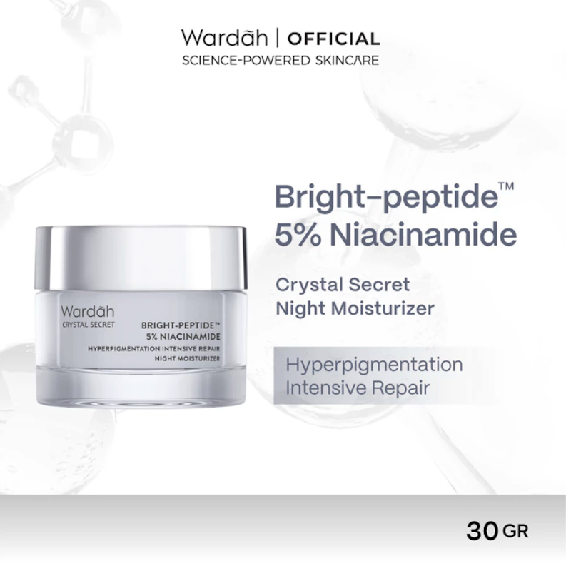 Wardah | Crystal Secret Bright-Peptide™ 5% Niacinamide Hyperpigmentation Intensive Repair Night Moisturizer