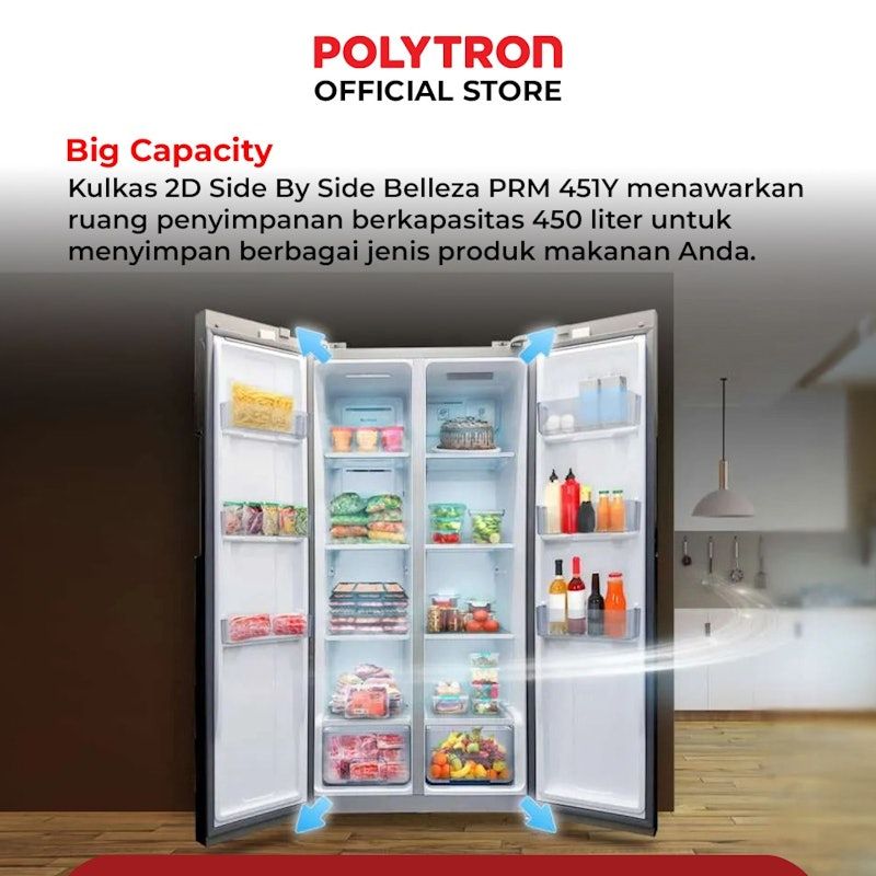POLYTRON Kulkas 2 Pintu Side By Side