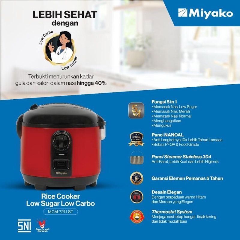 Miyako Rice Cooker Low Sugar 1.8L