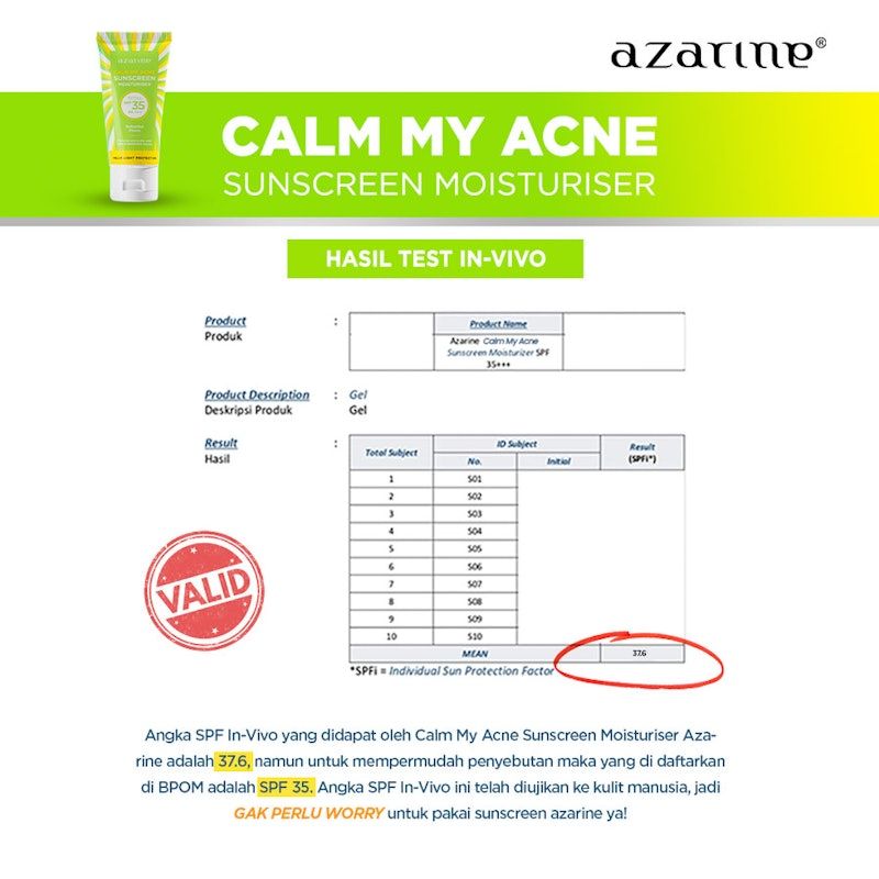 Azarine® | Calm My Acne Sunscreen Moisturiser SPF35 PA+++