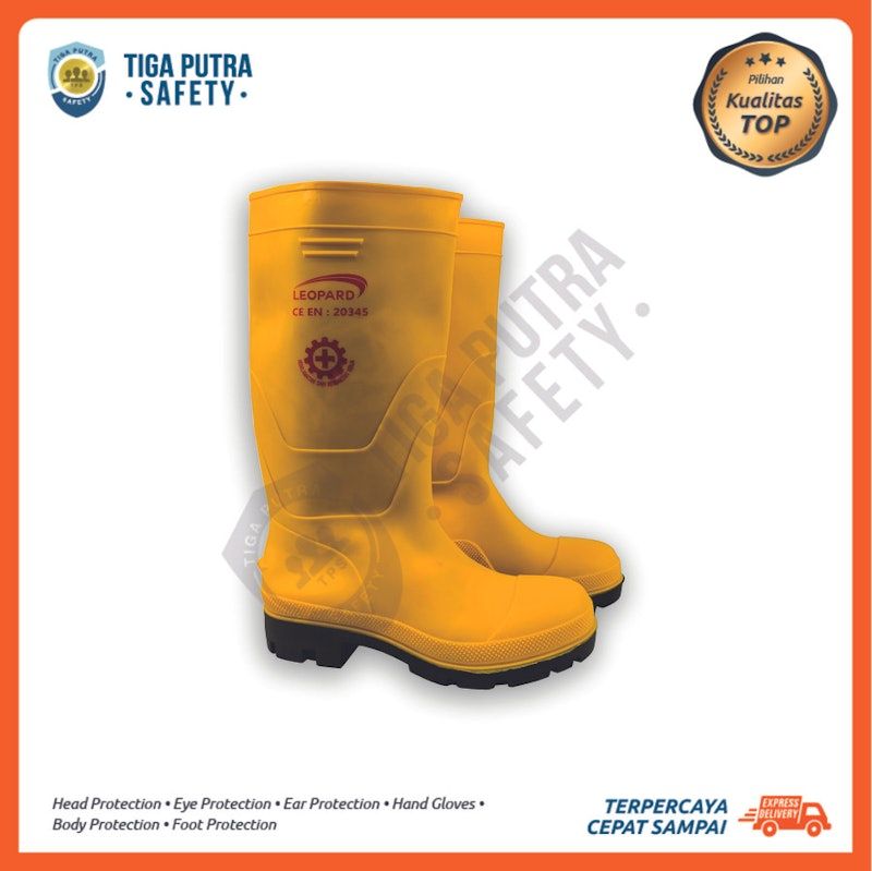 Leopard Sepatu Boot Safety Karet