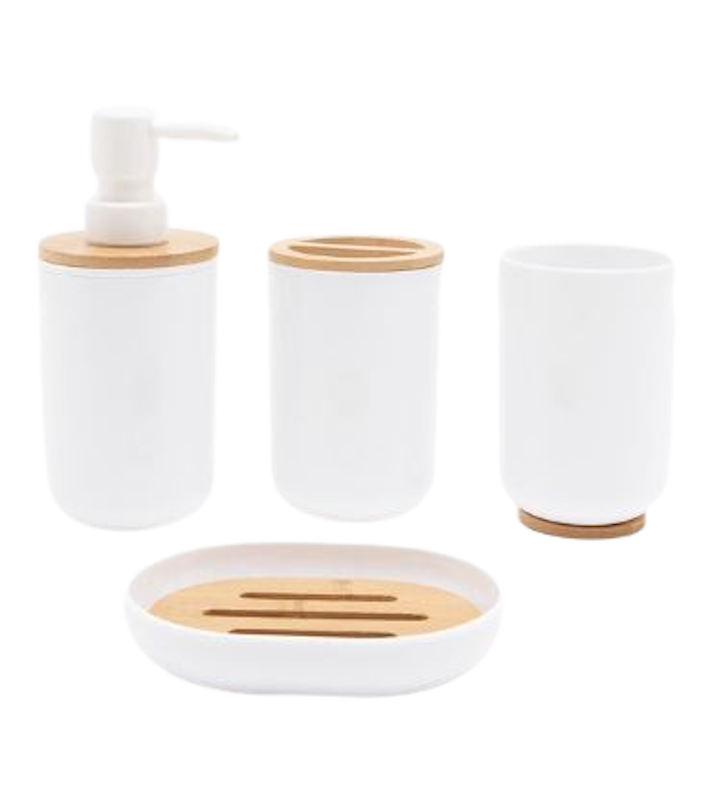 Toothbrush Holder Soap Dispenser Set White