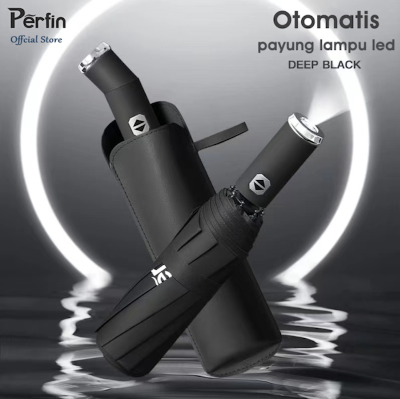 Perfin Payung Lipat Lapisan Hitam 96 cm