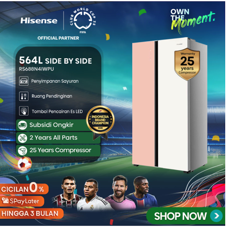 Hisense | 564L Kulkas Side by Side Refrigerator